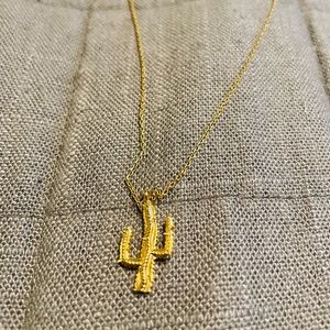 Gold Cactus Charm Necklace